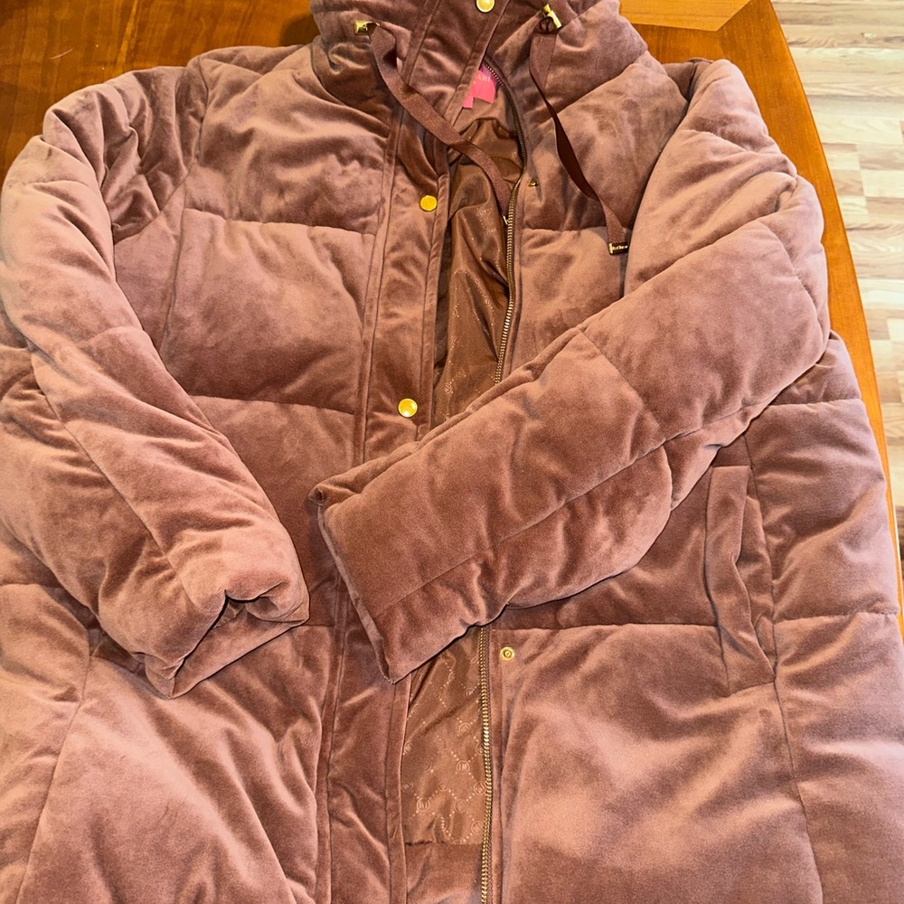 Isaac Mizrahi Velvet Mauve Puffer Jacket XL